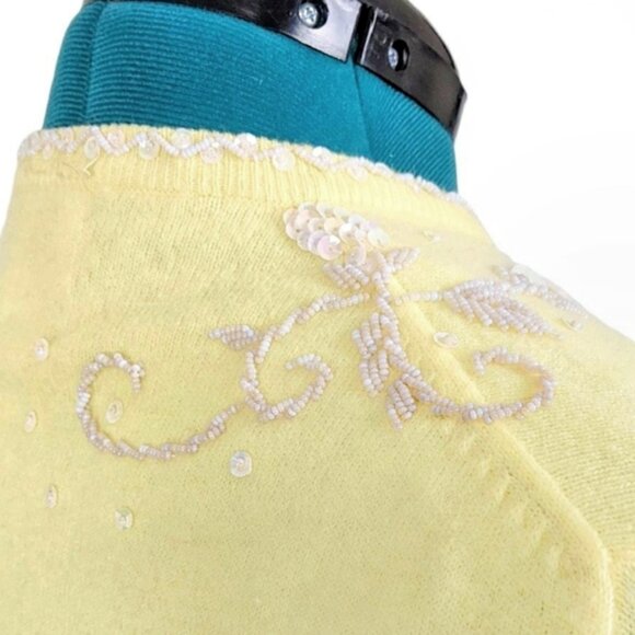 1950s Cashmere Cardigan Yellow Vintage Sweater Handmade British Crown Colony 60s - Picture 6 of 10